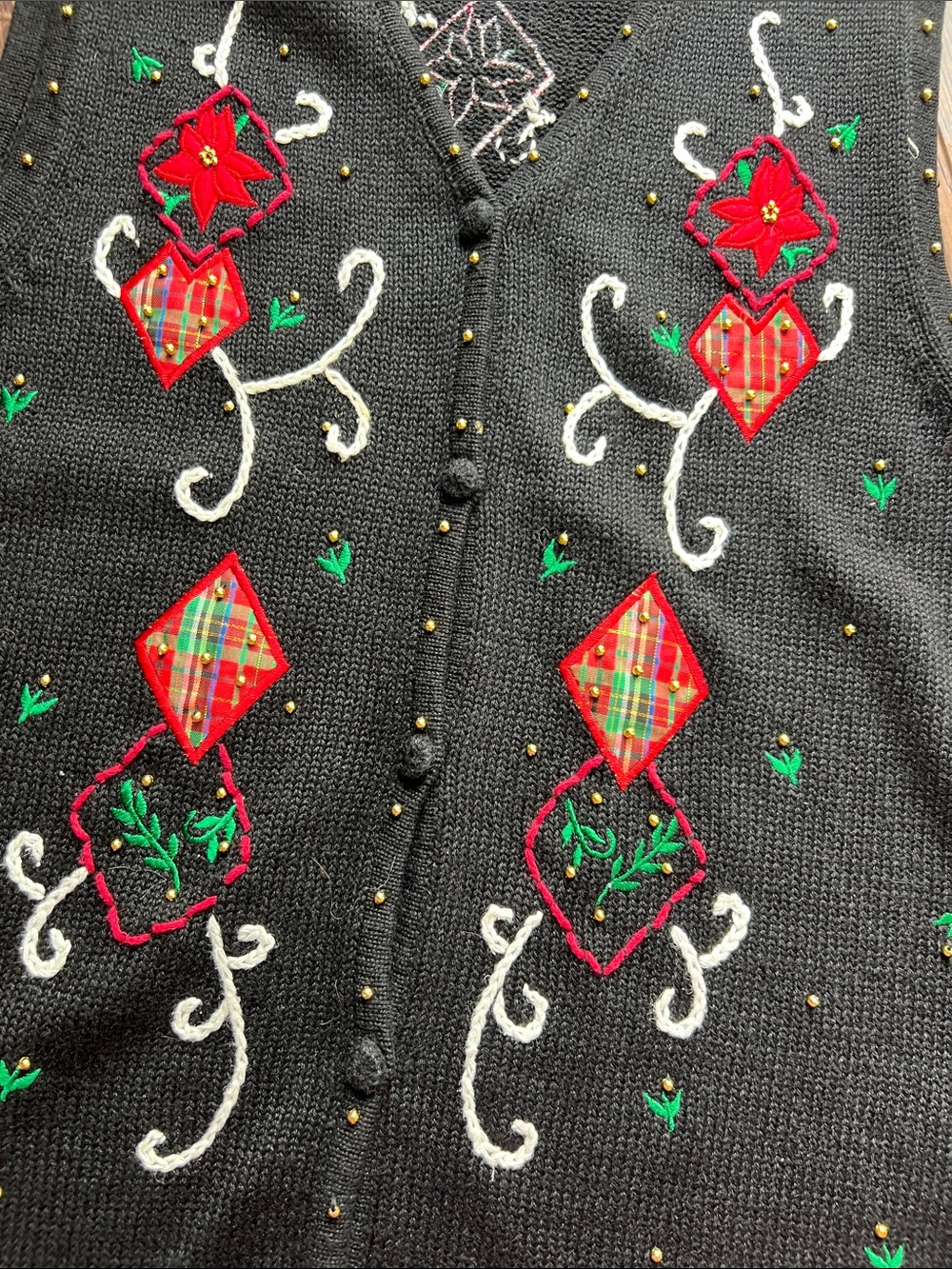Pappagallo Black Knit Christmas Vest - Picture 2 of 7